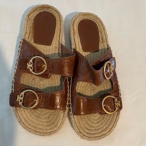 Tory Burch Selby Two-Band Espadrille Slide Sandals Size 7.5